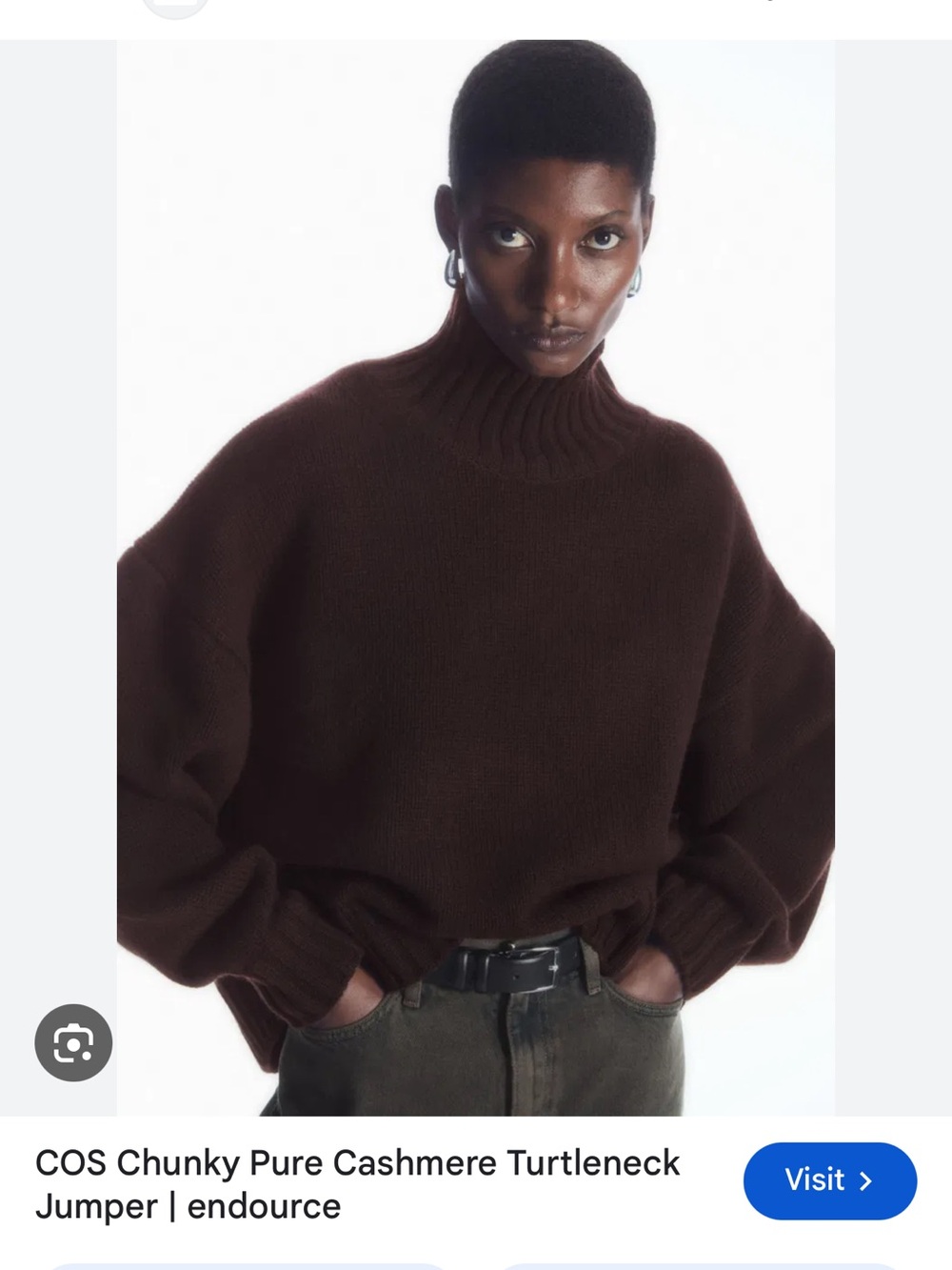COS Chunky Turtleneck Sweater in dark chocolate - Picture 3 of 3